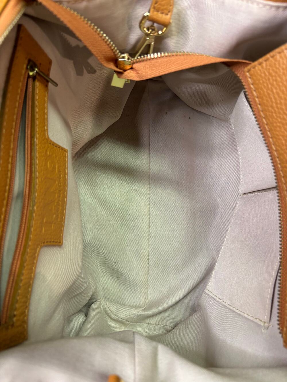 Unbranded Tan Pebbled Leather Tote Bag Gold Hardware Old Money